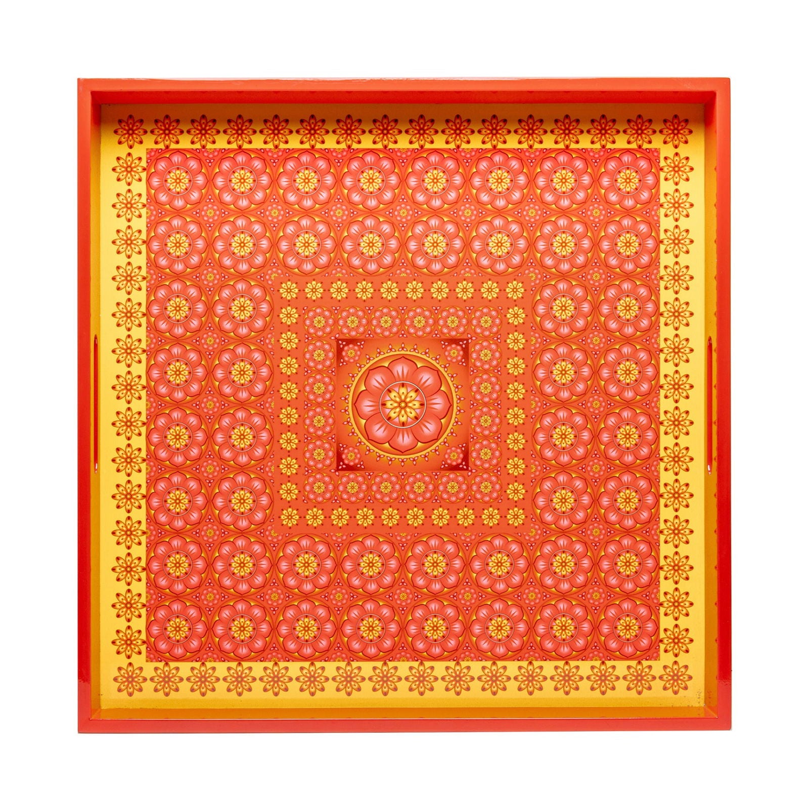 Cardamom Rose Lacquerware Square Tray B 45cmL x 45cmW x 5.5cmH - Spa Ceylon Sri Lanka