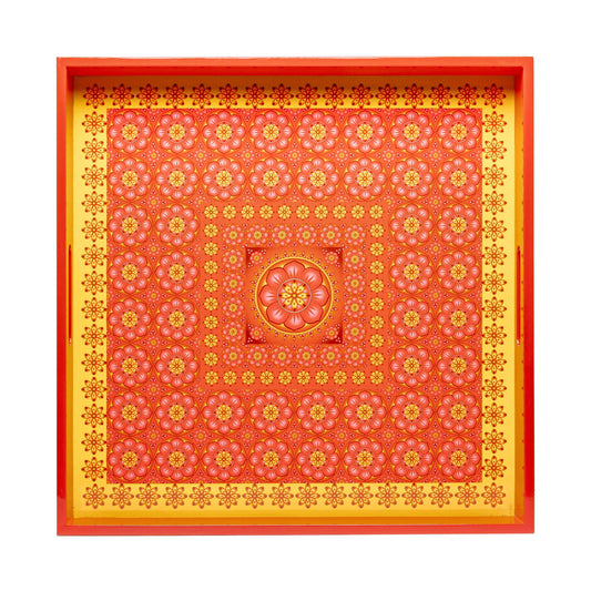 Cardamom Rose Lacquerware Square Tray B 45cmL x 45cmW x 5.5cmH - Spa Ceylon Sri Lanka