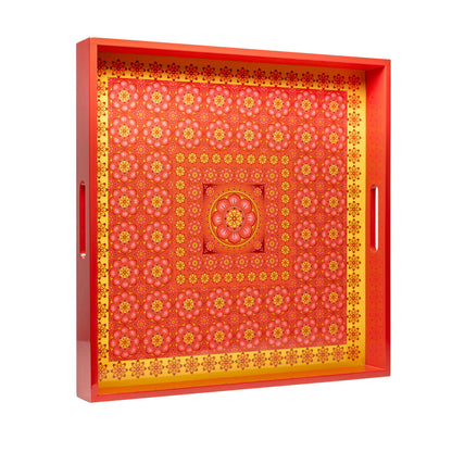Cardamom Rose Lacquerware Square Tray B 45cmL x 45cmW x 5.5cmH - Spa Ceylon Sri Lanka