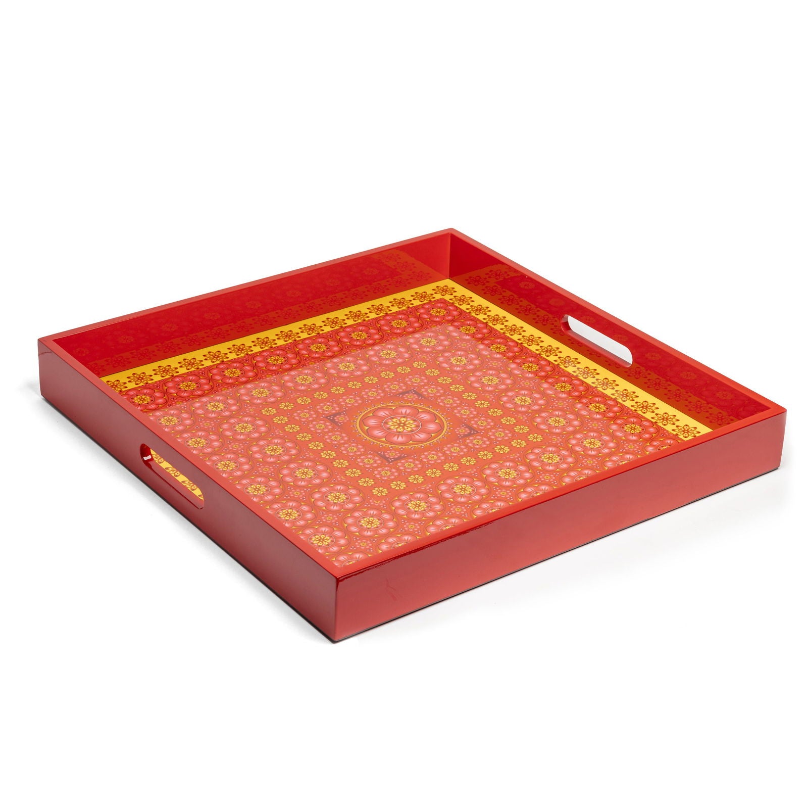 Cardamom Rose Lacquerware Square Tray B 45cmL x 45cmW x 5.5cmH - Spa Ceylon Sri Lanka