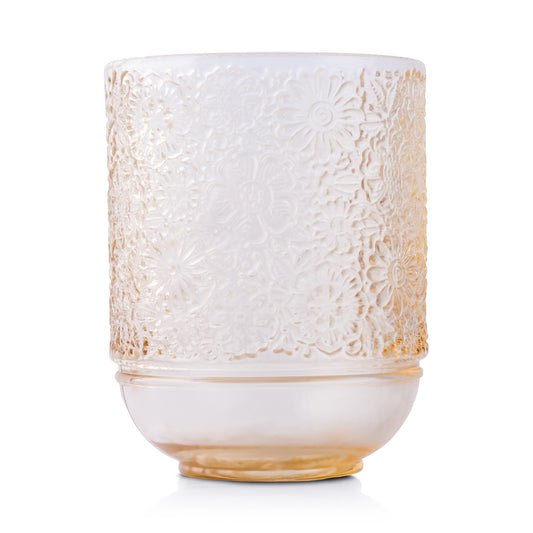 Floral Engraved Amber Vintage Rock Glass - 250ml