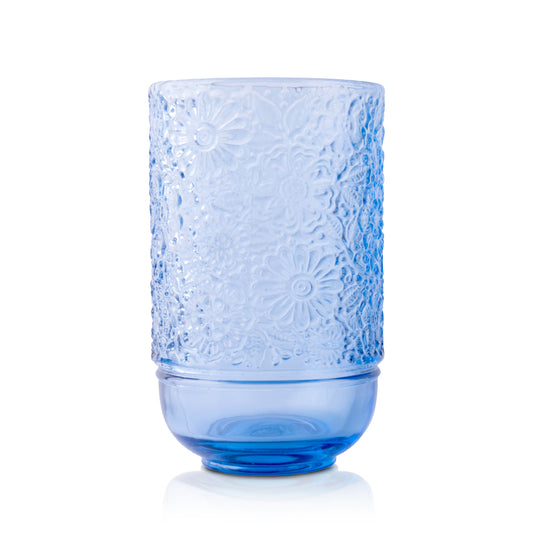 Floral Engraved Blue Vintage Tumbler - 350ml