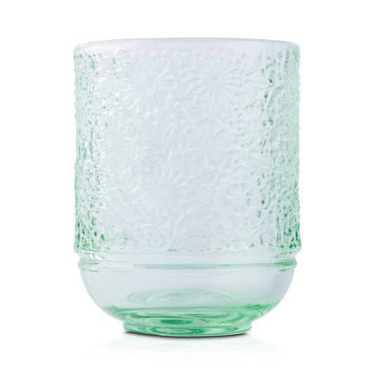 Floral Engraved Green Vintage Rock Glass - 250ml