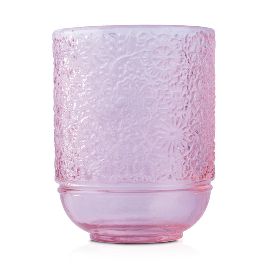 Floral Engraved Pink Vintage Rock Glass - 250ml