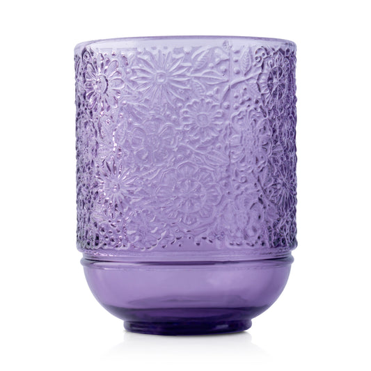 Floral Engraved Purple Vintage Rock Glass - 250ml