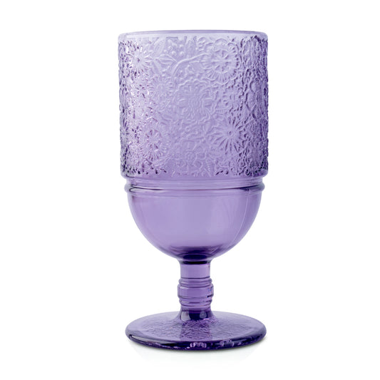 Floral Engraved Purple Vintage Stem Glass - 350ml