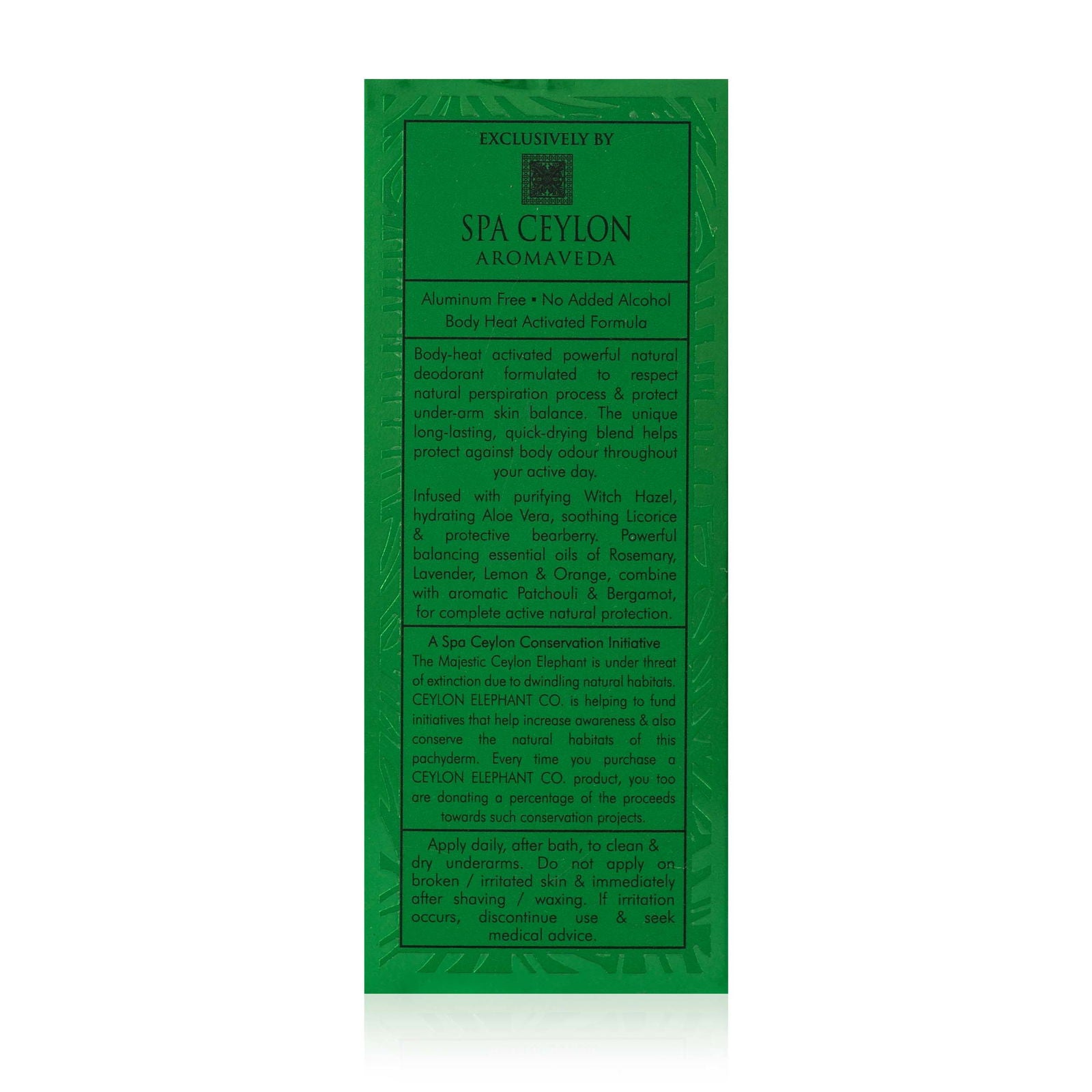 Forest Escape - Ceylon Elephant - Active Natural Deodorant for Men - 60ml - Spa Ceylon Sri Lanka