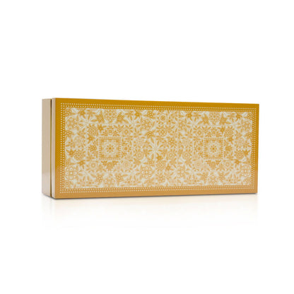 Gold Floral Lacquerware Rectangle Box With Lid 23cmL x10cmW x6cmH - Spa Ceylon Sri Lanka