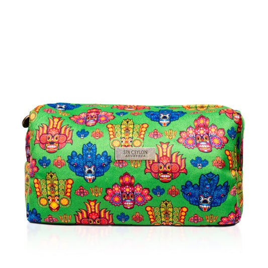 Green Mask Design Large Velvet Wellness Bag 12x9x20cm