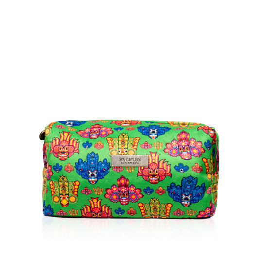 Green Mask Design Small Velvet Wellness Bag 9x8x18cm