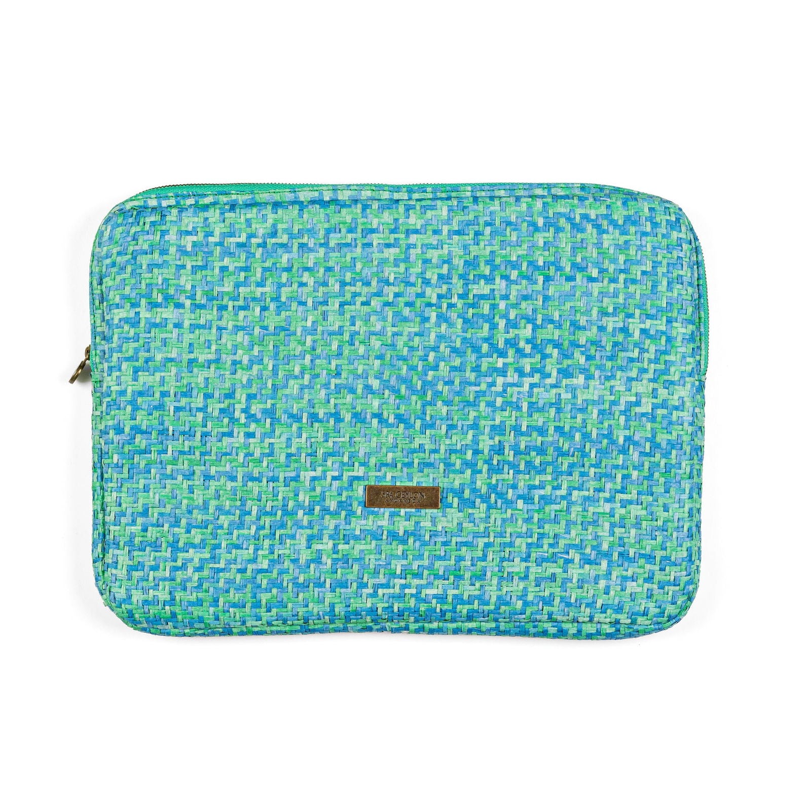 Laptop Pouch Reed Green & Sea Blue 33cm x 24cm x 3cm - Spa Ceylon Sri Lanka