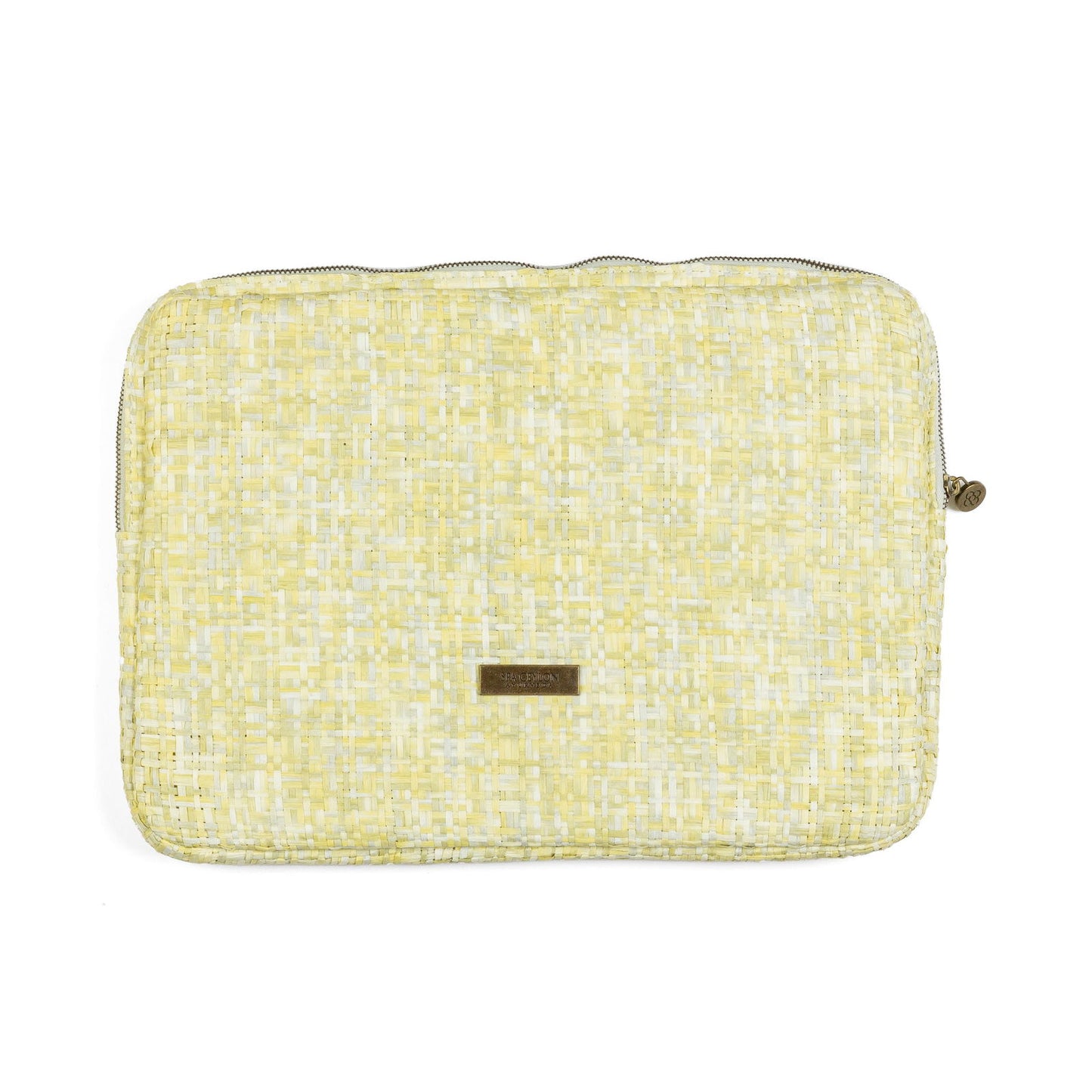 Laptop Pouch Reed Green, Yellow Natural Matting 33cm x 24cm x 3cm - Spa Ceylon Sri Lanka