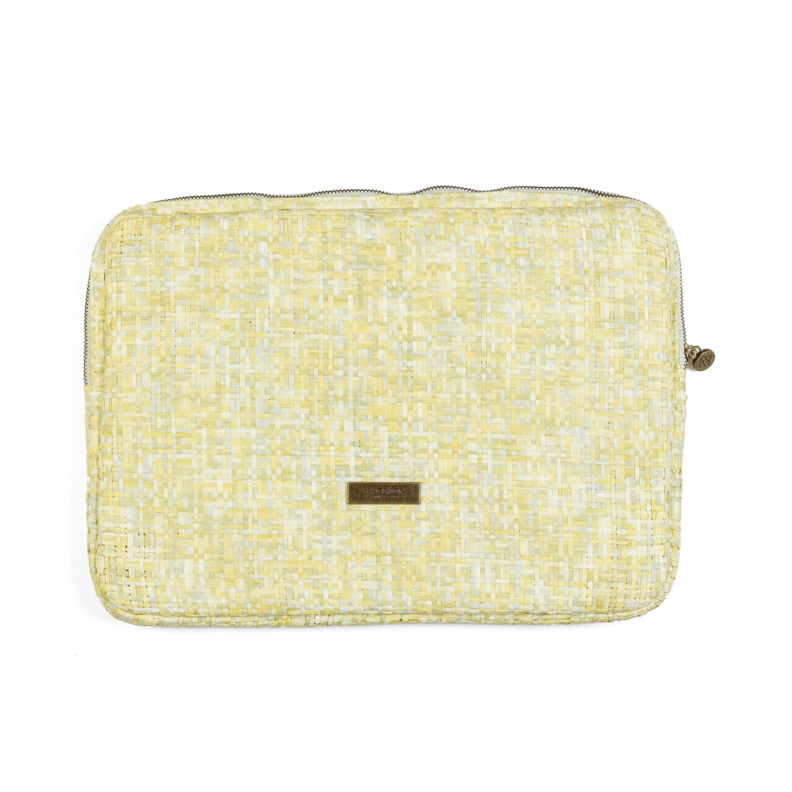 Laptop Pouch Reed Green, Yellow Natural Matting 33cm x 24cm x 3cm - Spa Ceylon Sri Lanka