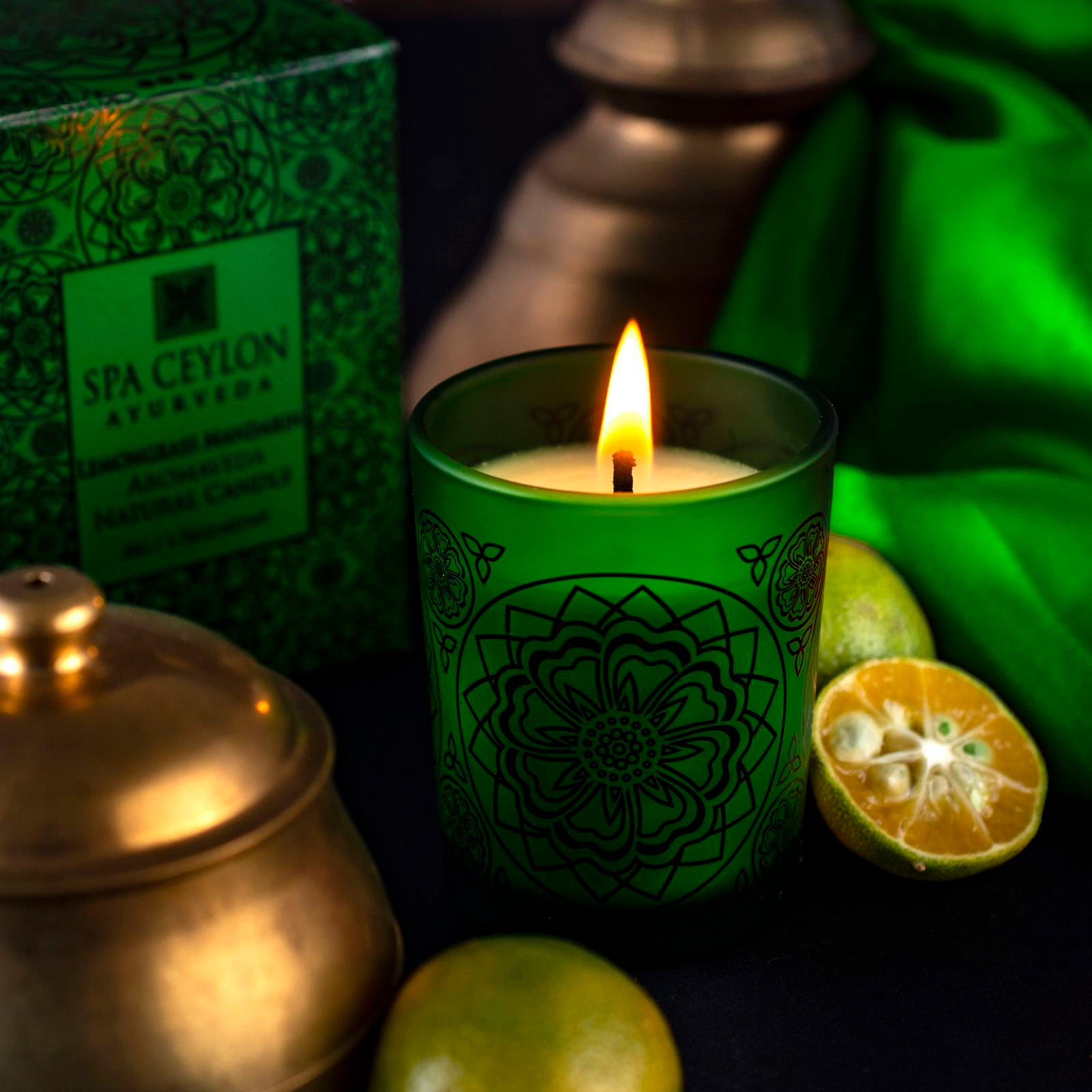 Lemongrass Mandarin - Aromaveda Natural Candle 50g - Spa Ceylon Sri Lanka