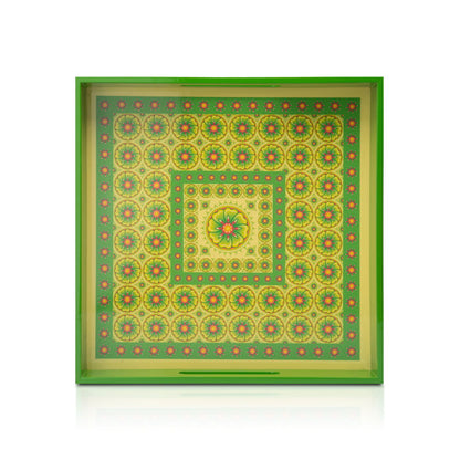 Lemongrass Mandarin Lacquerwar Square Tray Small 30cmL x30cmW x 5.5cmH - Spa Ceylon Sri Lanka