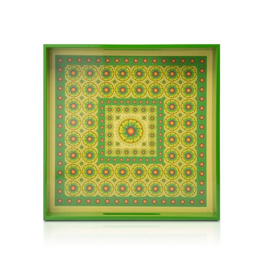 Lemongrass Mandarin Lacquerwar Square Tray Small 30cmL x30cmW x 5.5cmH - Spa Ceylon Sri Lanka