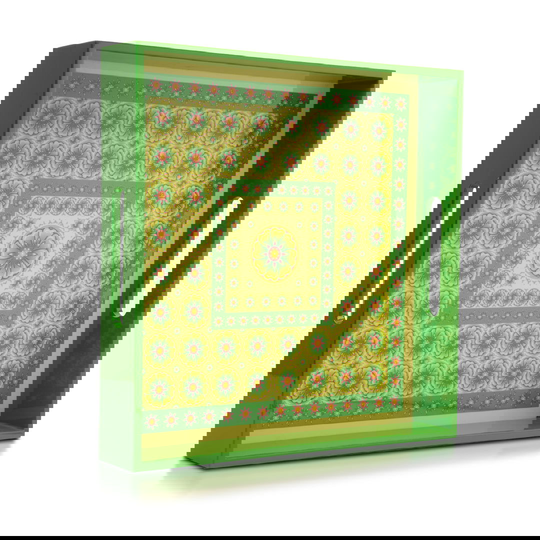 Lemongrass Mandarin Lacquerwar Square Tray Small 30cmL x30cmW x 5.5cmH - Spa Ceylon Sri Lanka