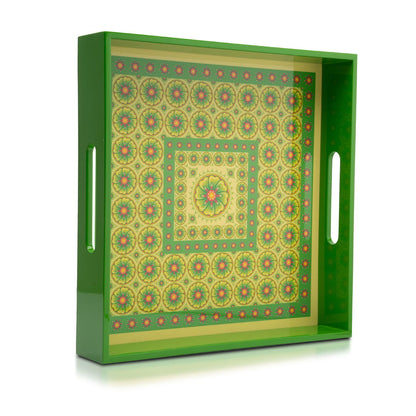 Lemongrass Mandarin Lacquerwar Square Tray Small 30cmL x30cmW x 5.5cmH - Spa Ceylon Sri Lanka