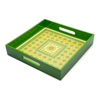 Lemongrass Mandarin Lacquerwar Square Tray Small 30cmL x30cmW x 5.5cmH - Spa Ceylon Sri Lanka