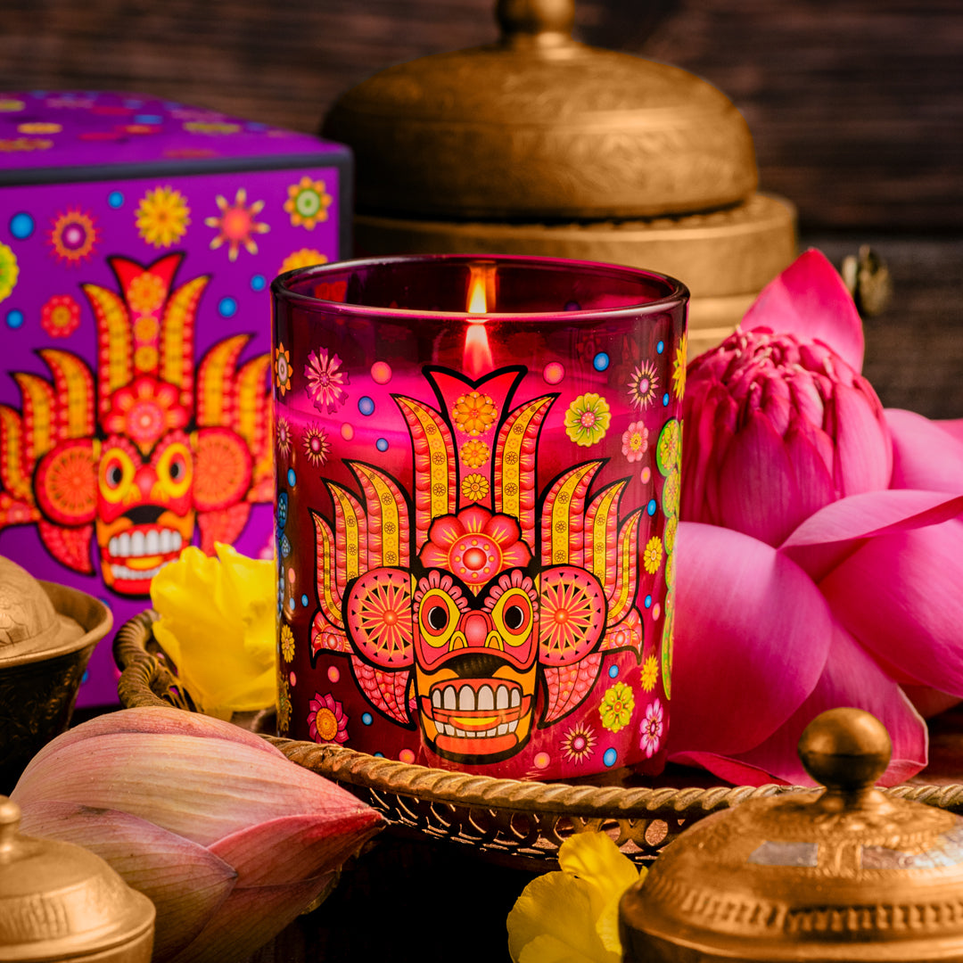Candle Mask Mask Island Lotus Ylang - Aromaveda Natural Candle 200g – Spa Ceylon ...