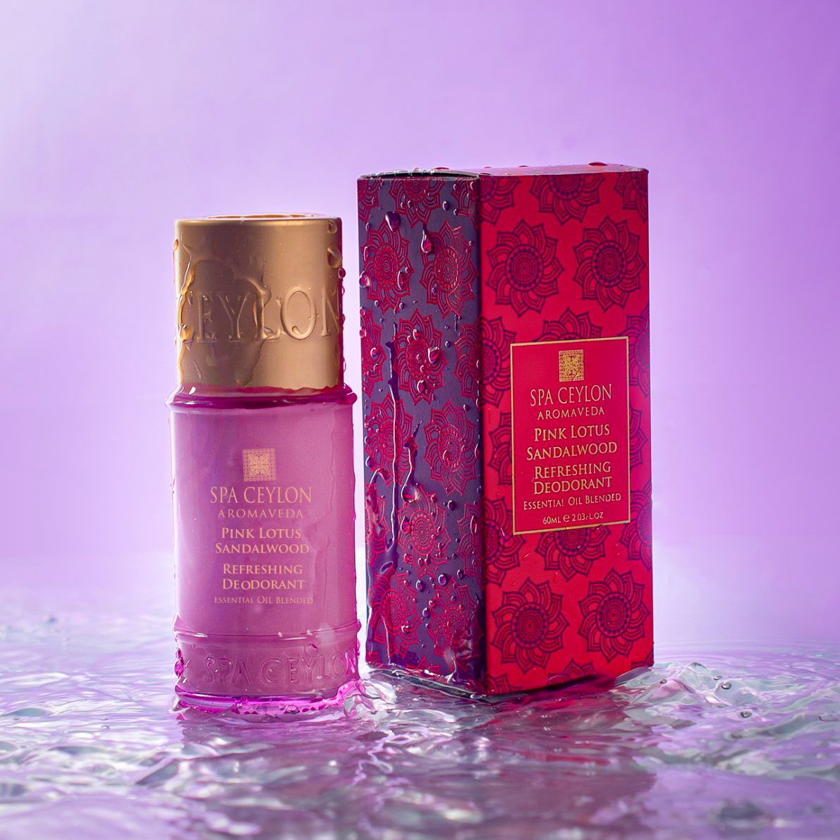 Pink Lotus Sandalwood - Eau de Ceylon - Refreshing Deodorant - 60ml - Spa Ceylon Sri Lanka