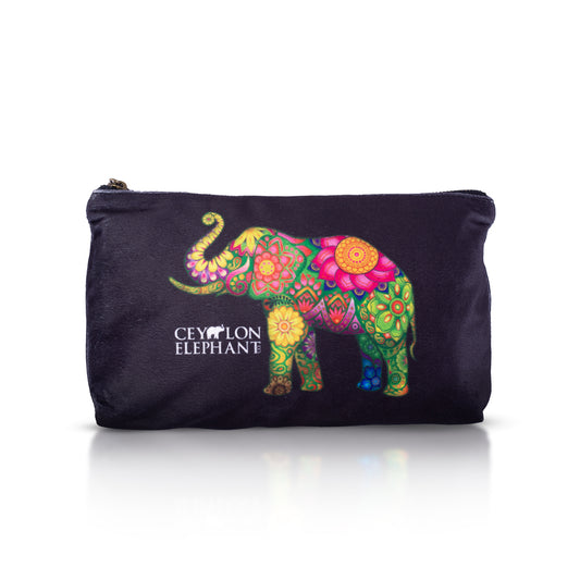 Ceylon Elephant - Black A Small Velvet Wellness Bag
