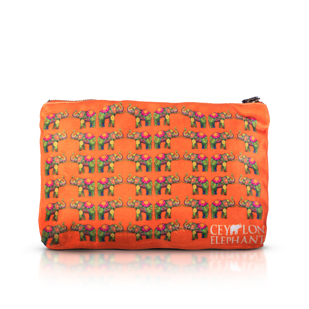 Ceylon Elephant - Orange B Large Velvet Wellness Bag