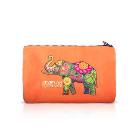 Ceylon Elephant - Orange B Small Velvet Wellness Bag