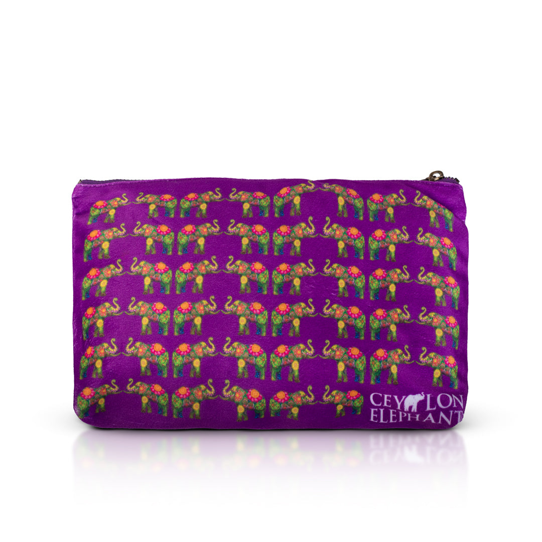 Ceylon Elephant - Purple B Large Velvet Wellness Bag