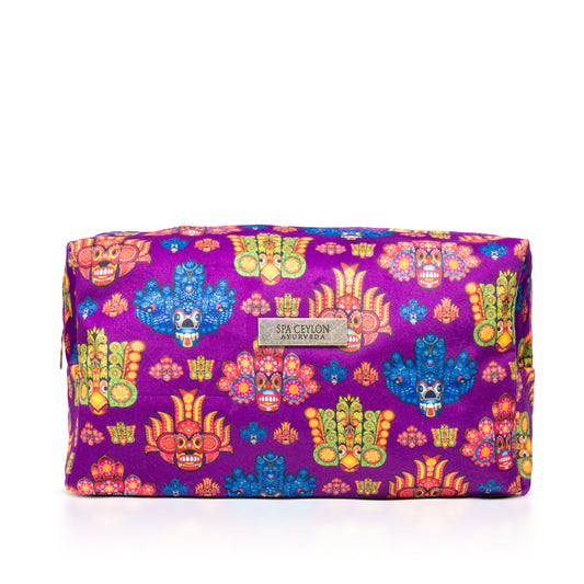 Purple Mask Design Large Velvet Wellness Bag 12x9x20cm
