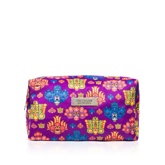 Purple Mask Design Small Velvet Wellness Bag 9x8x18cm