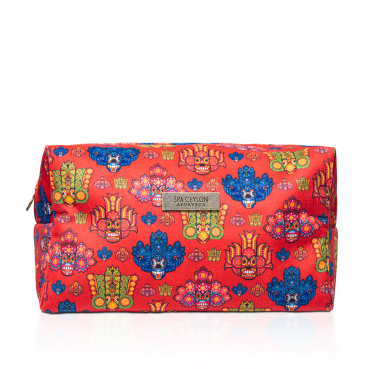 Red Mask Design Large Velvet Wellness Bag 12x9x20cm