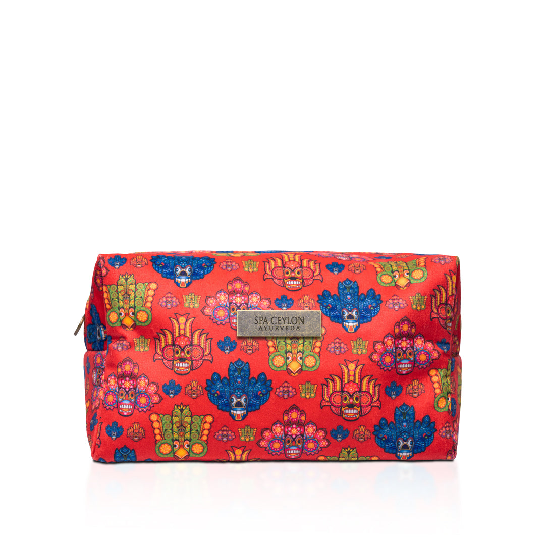 Red Mask Design Small Velvet Wellness Bag 9x8x18cm