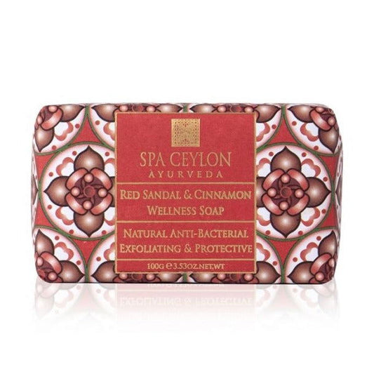 Red Sandal & Cinnamon - Anti-Bacterial Exfoliating Wellness Soap 100g - Spa Ceylon Sri Lanka