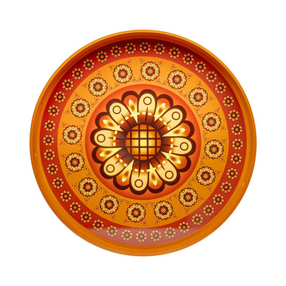 Sensual Sandalwood Lacquerware Circle Tray A 42cmD x 5.5cmH - Spa Ceylon Sri Lanka