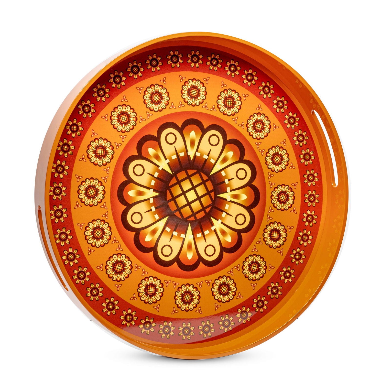 Sensual Sandalwood Lacquerware Circle Tray A 42cmD x 5.5cmH - Spa Ceylon Sri Lanka