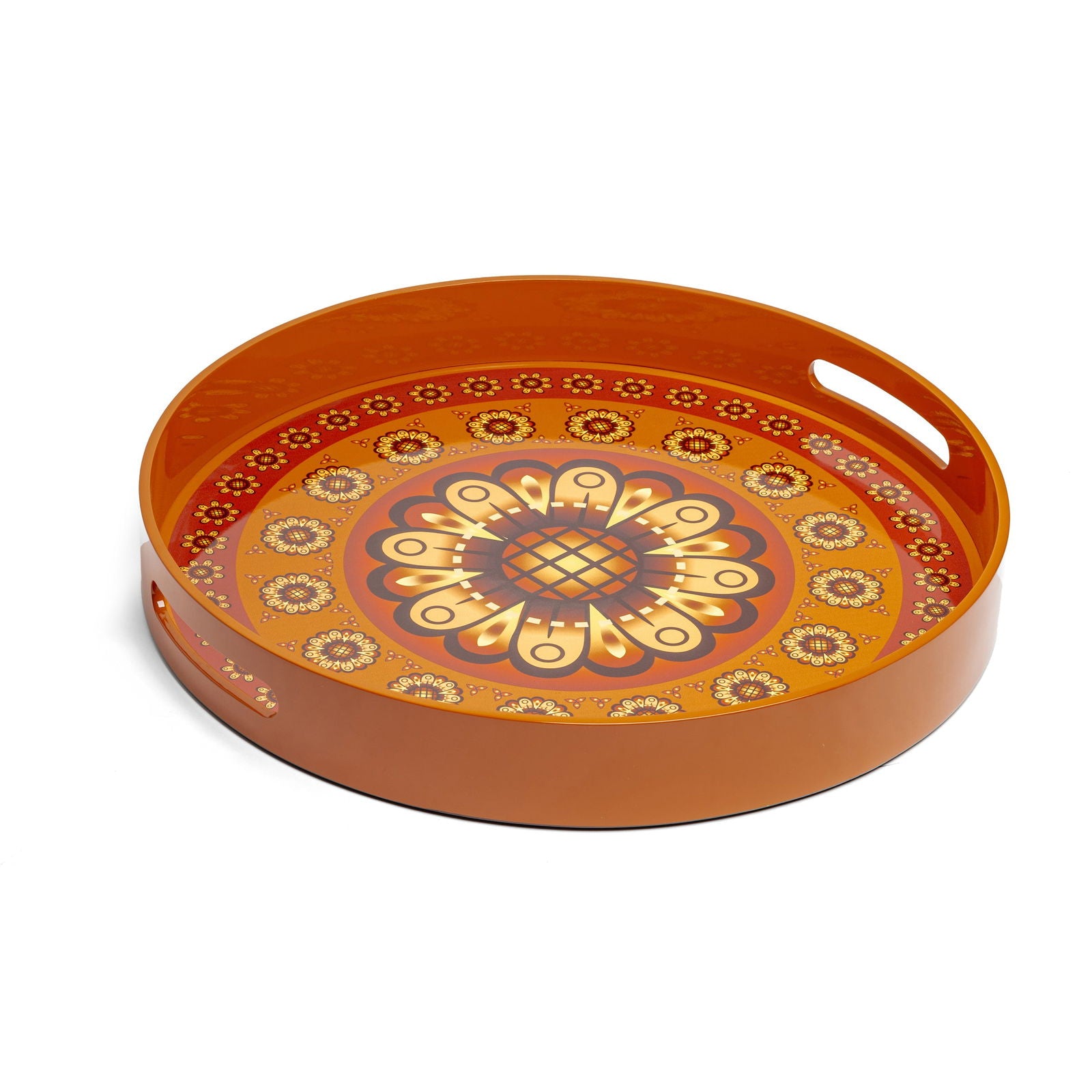 Sensual Sandalwood Lacquerware Circle Tray A 42cmD x 5.5cmH - Spa Ceylon Sri Lanka
