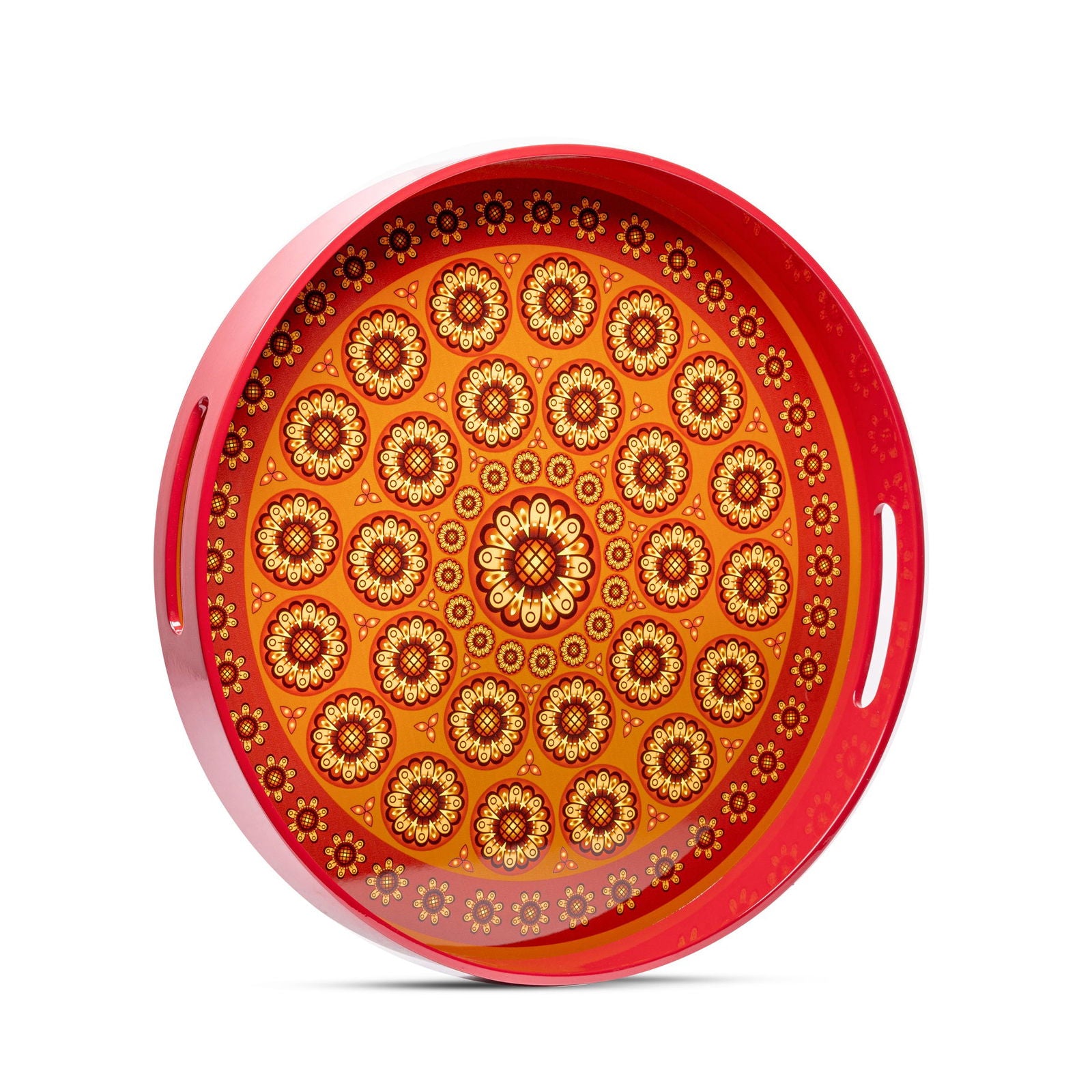 Sensual Sandalwood Lacquerware Circle Tray B 35cmD x 5.5cmH - Spa Ceylon Sri Lanka
