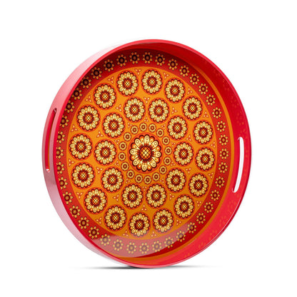 Sensual Sandalwood Lacquerware Circle Tray B 35cmD x 5.5cmH - Spa Ceylon Sri Lanka