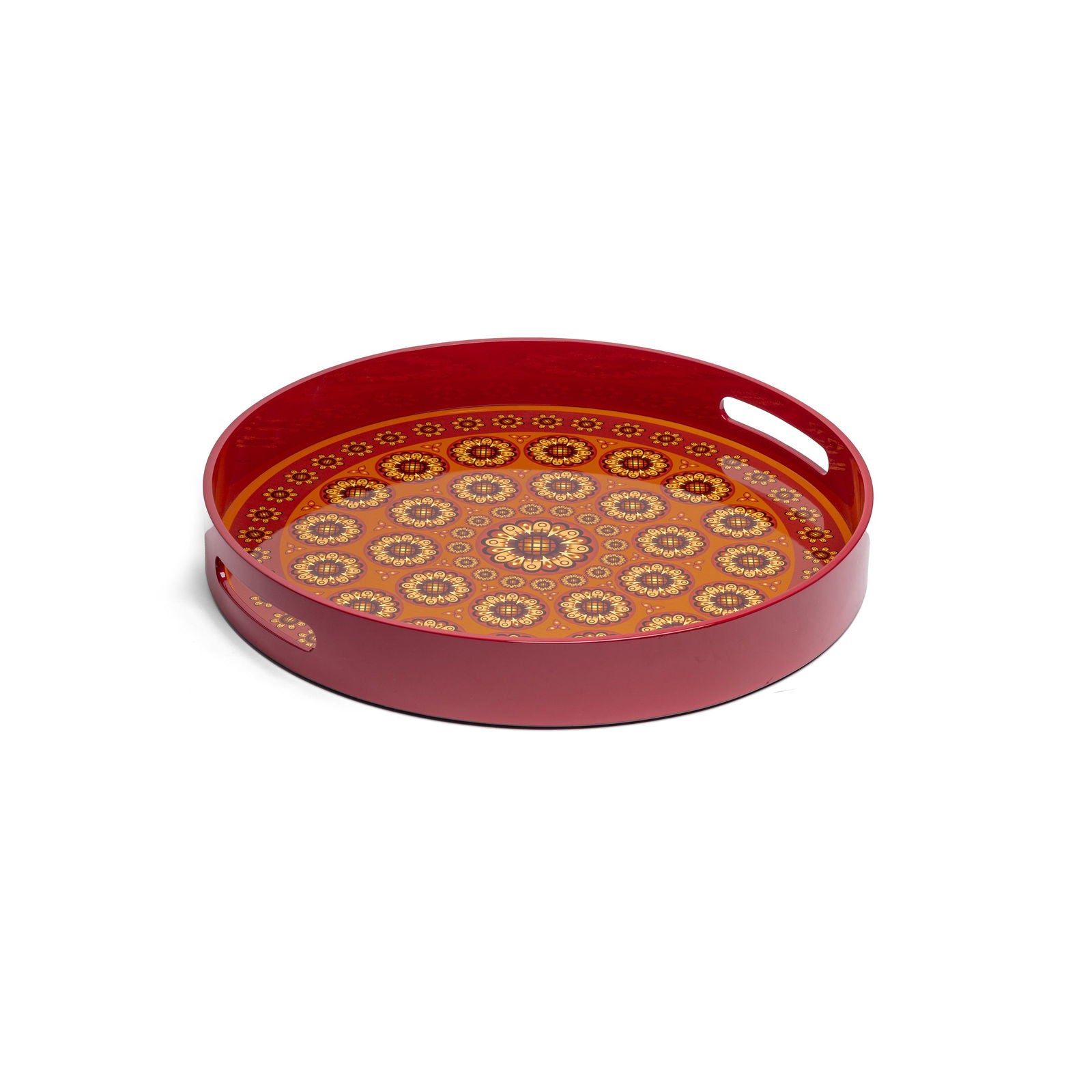 Sensual Sandalwood Lacquerware Circle Tray B 35cmD x 5.5cmH - Spa Ceylon Sri Lanka