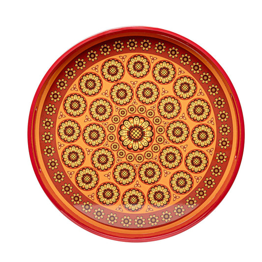 Sensual Sandalwood Lacquerware Circle Tray B 42cmD x 5.5cmH - Spa Ceylon Sri Lanka