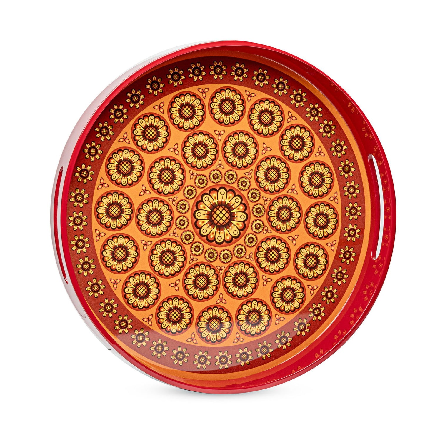 Sensual Sandalwood Lacquerware Circle Tray B 42cmD x 5.5cmH - Spa Ceylon Sri Lanka