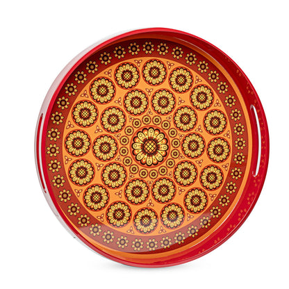 Sensual Sandalwood Lacquerware Circle Tray B 42cmD x 5.5cmH - Spa Ceylon Sri Lanka