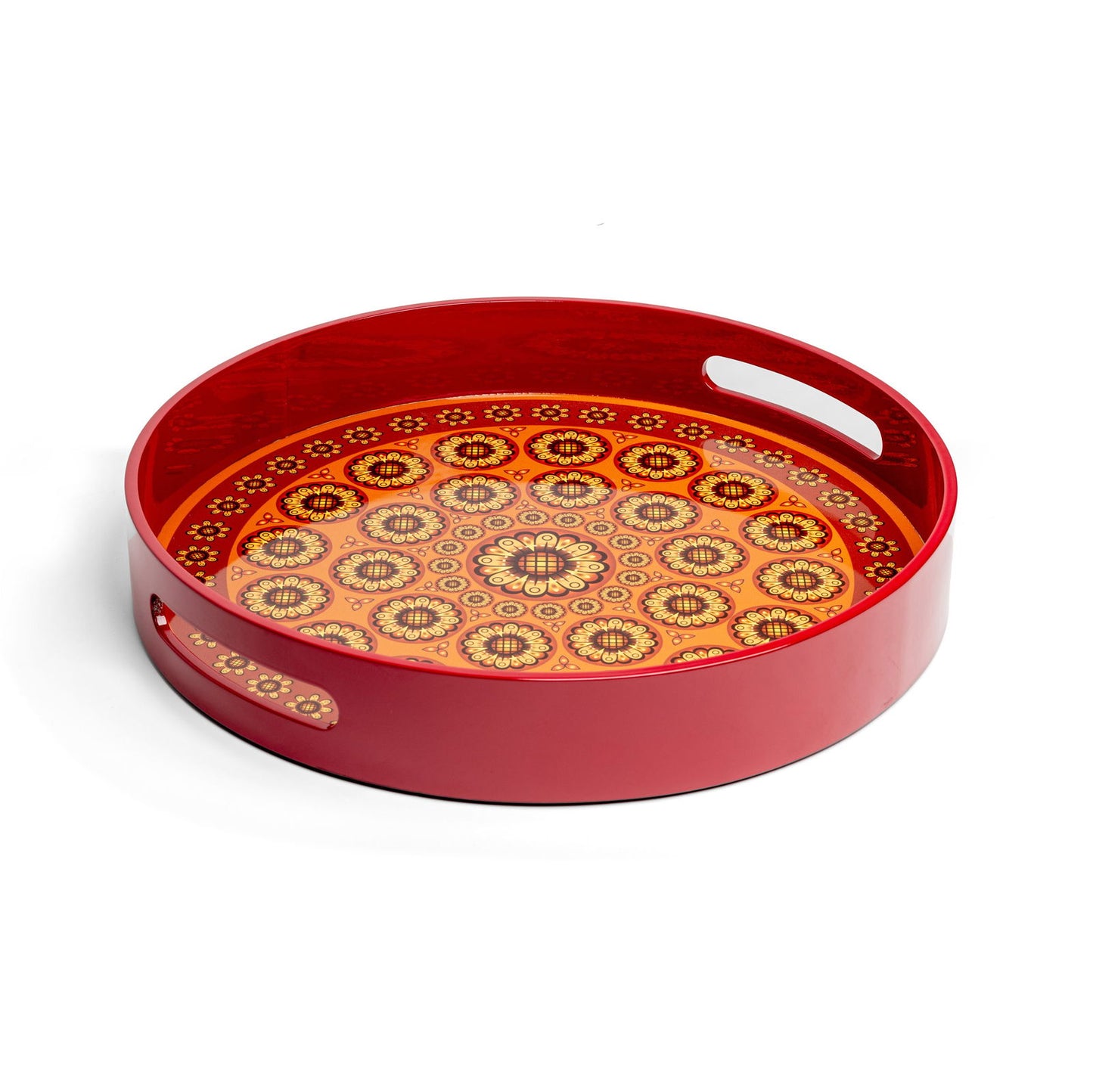 Sensual Sandalwood Lacquerware Circle Tray B 42cmD x 5.5cmH - Spa Ceylon Sri Lanka