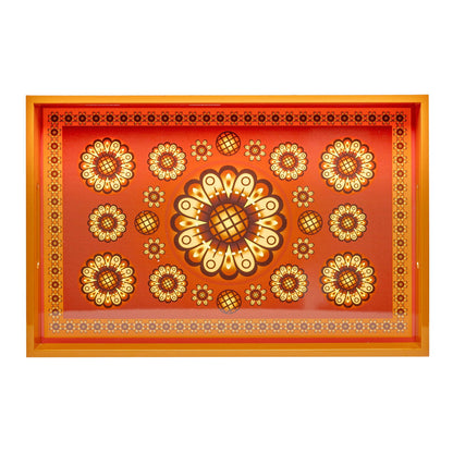 Sensual Sandalwood Lacquerware Rectangle Tray A 46cmL x 30cmW x 5.5cmH - Spa Ceylon Sri Lanka