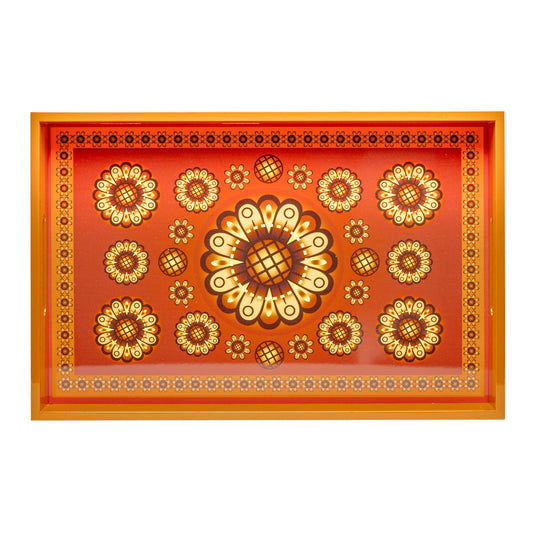 Sensual Sandalwood Lacquerware Rectangle Tray A 46cmL x 30cmW x 5.5cmH - Spa Ceylon Sri Lanka