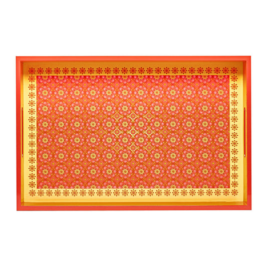 Sensual Sandalwood Lacquerware Rectangle Tray B 46cmL x 30cmW x 5.5cmH - Spa Ceylon Sri Lanka