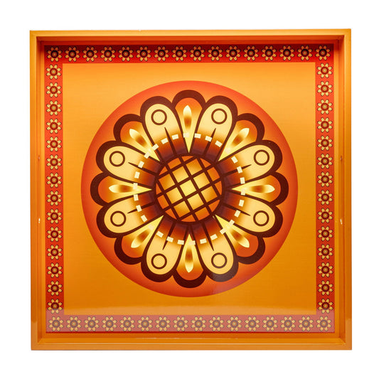 Sensual Sandalwood Lacquerware Square Tray A  45cmL x 45cmW x 5.5cmH - Spa Ceylon Sri Lanka