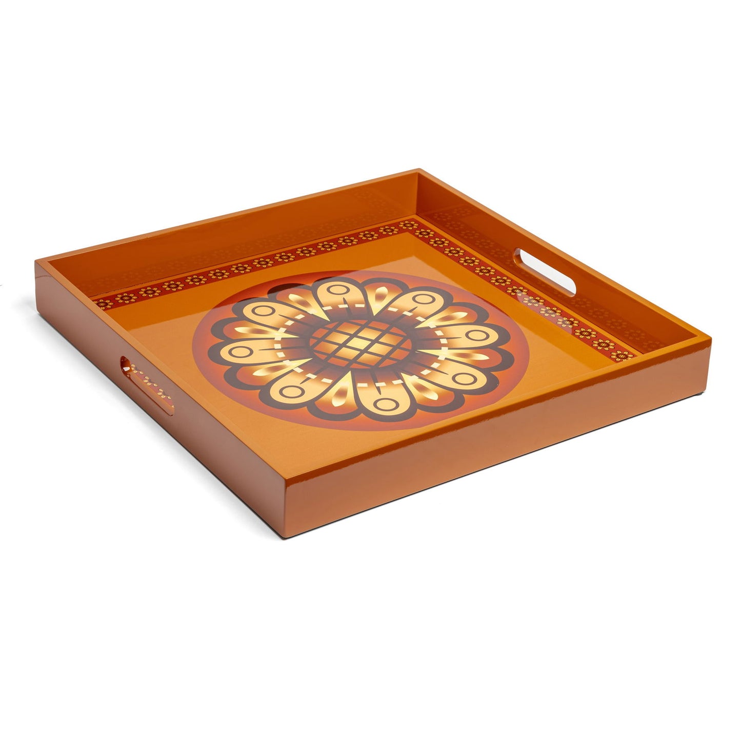 Sensual Sandalwood Lacquerware Square Tray A  45cmL x 45cmW x 5.5cmH - Spa Ceylon Sri Lanka