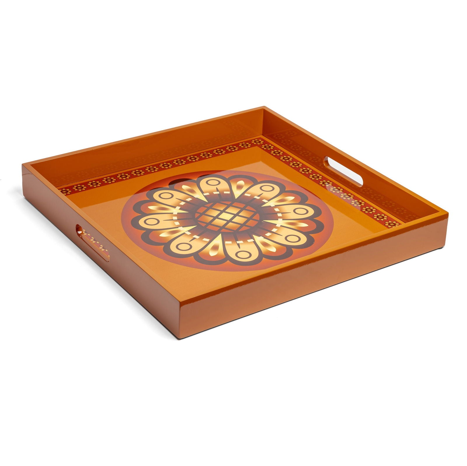 Sensual Sandalwood Lacquerware Square Tray A  45cmL x 45cmW x 5.5cmH - Spa Ceylon Sri Lanka